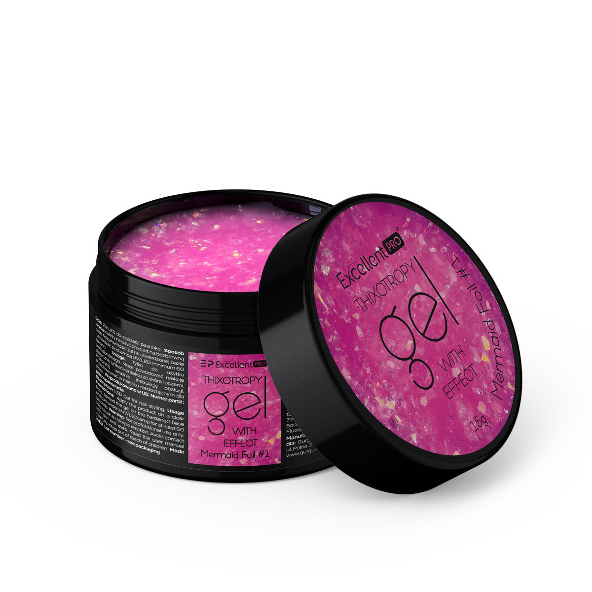 Excellent PRO Thixotropy gel with effect Mermaid Foil #1 15g