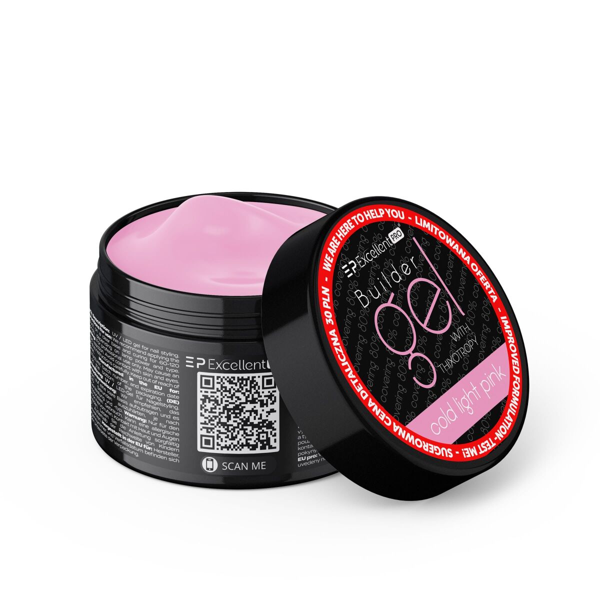 Excellent PRO Builder gel with thixotropy cold light pink 50g