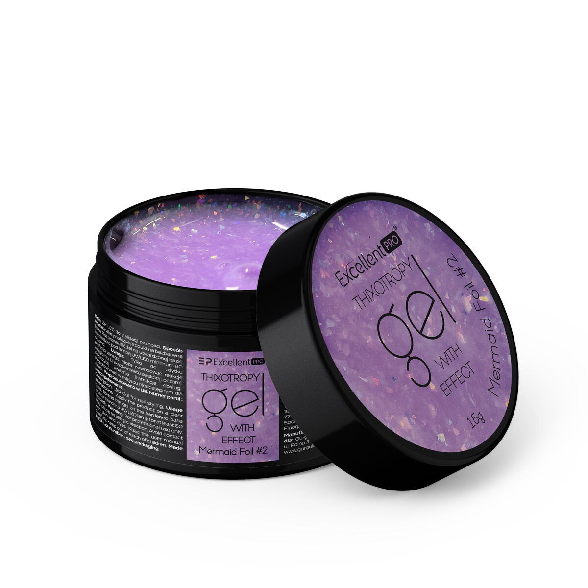 Excellent PRO Thixotropy gel with effect Mermaid Foil #2 15g