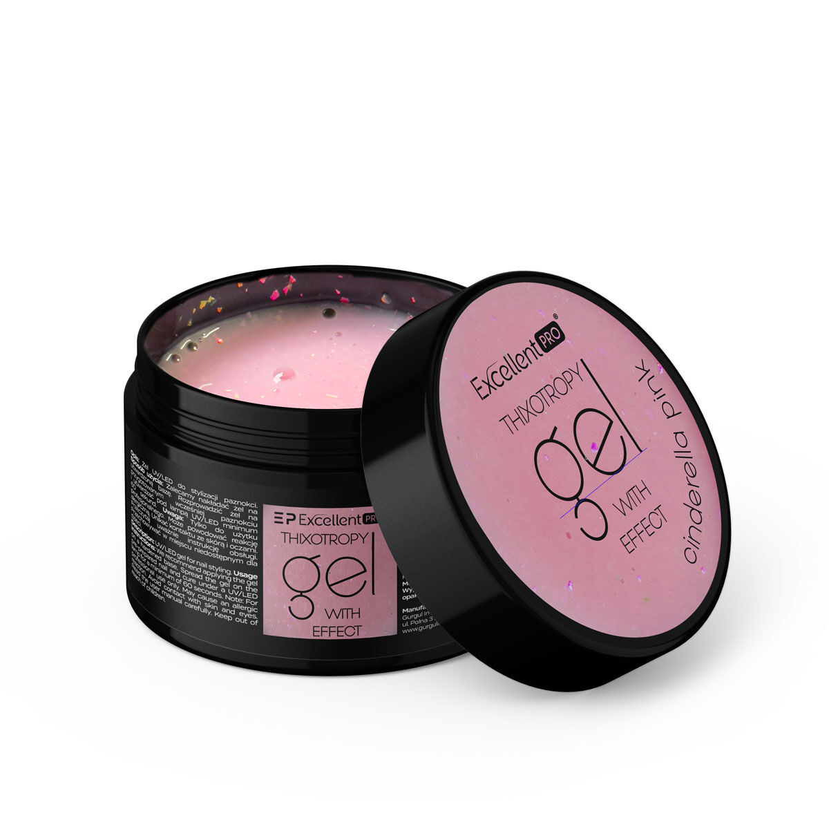 Excellent PRO Thixotropy gel with effect Cinderella Pink 15g