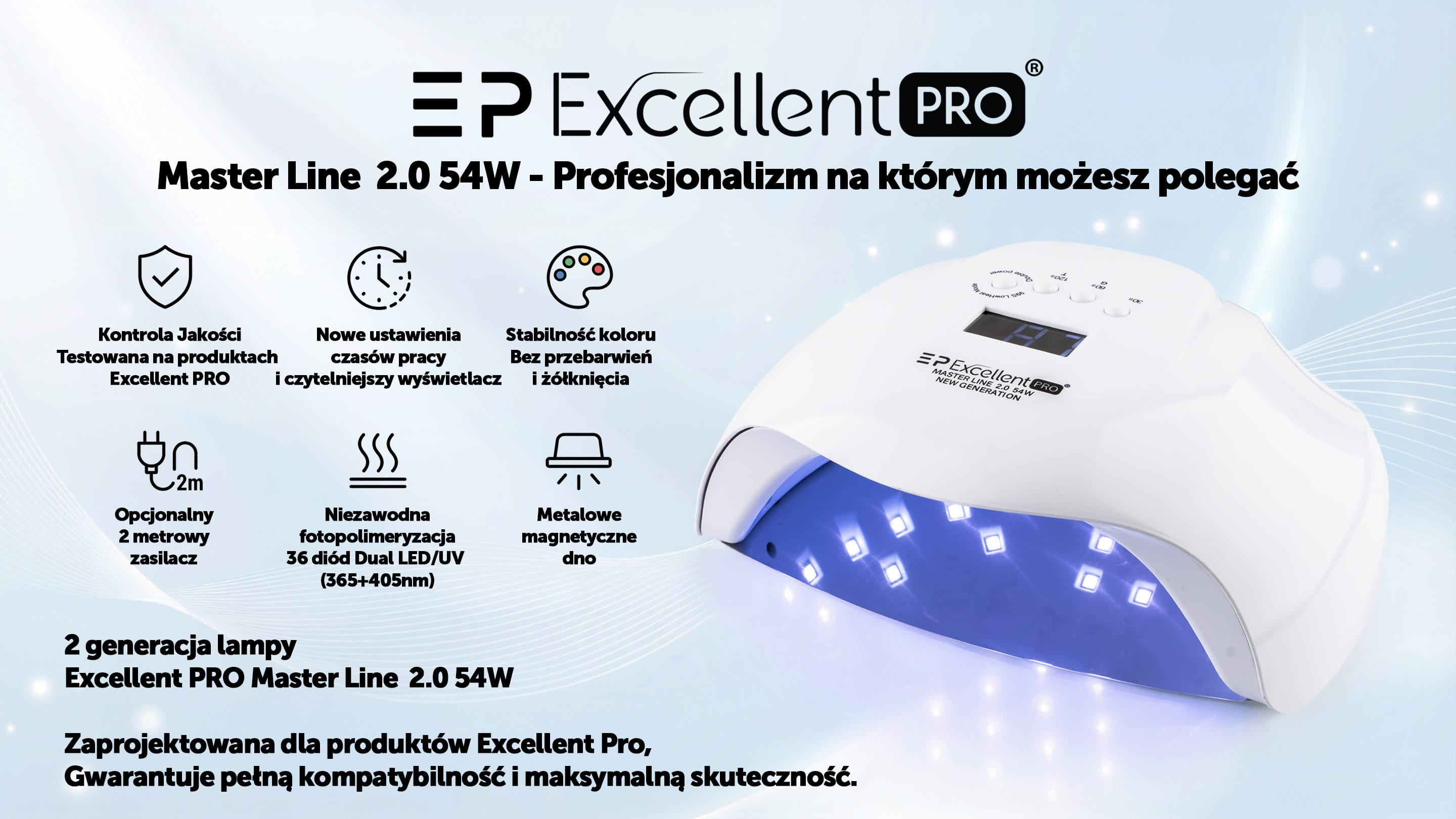 Lampa do paznokci Excellent Pro 54W Master line 2.0 biała