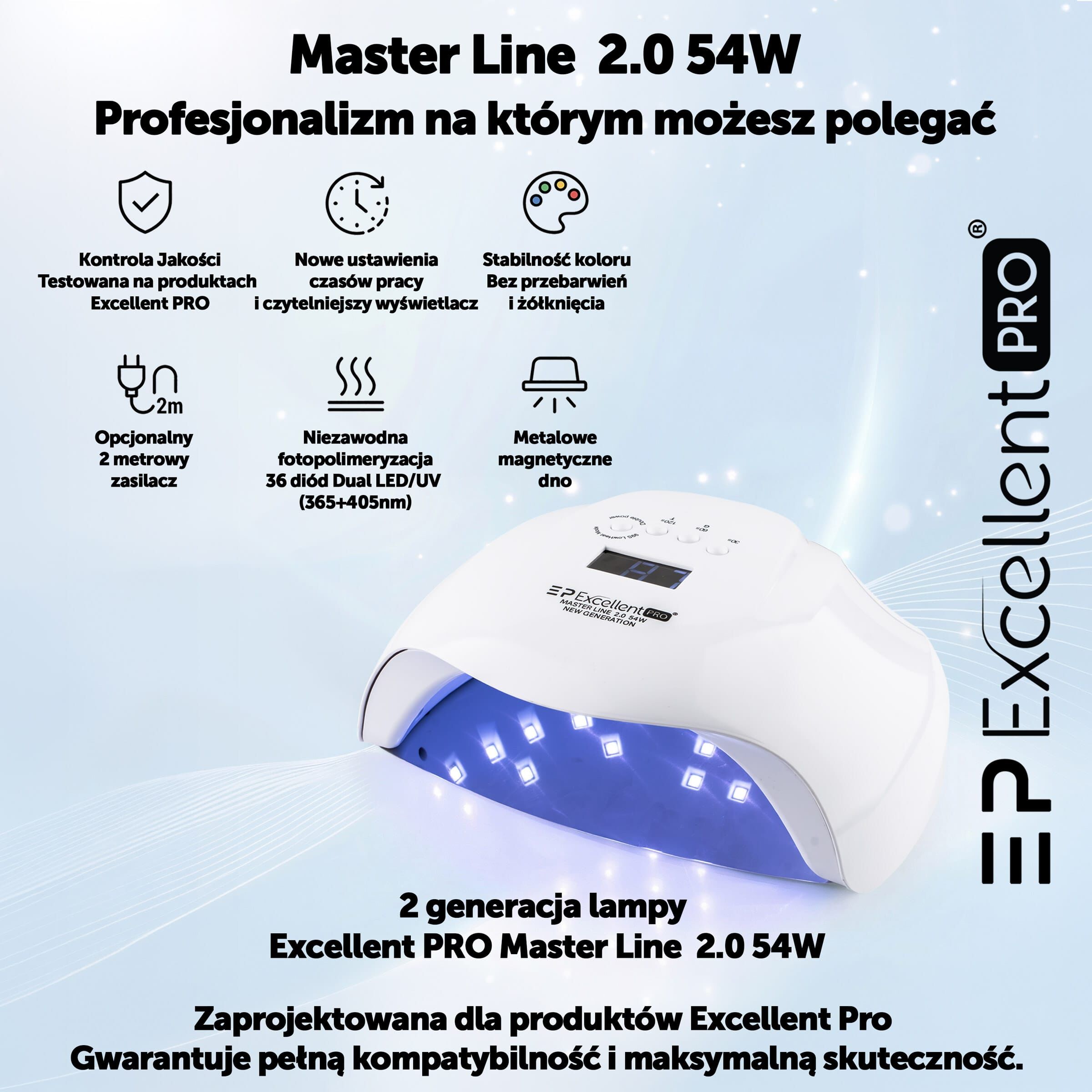 Lampa do paznokci Excellent Pro 54W Master line 2.0 biała